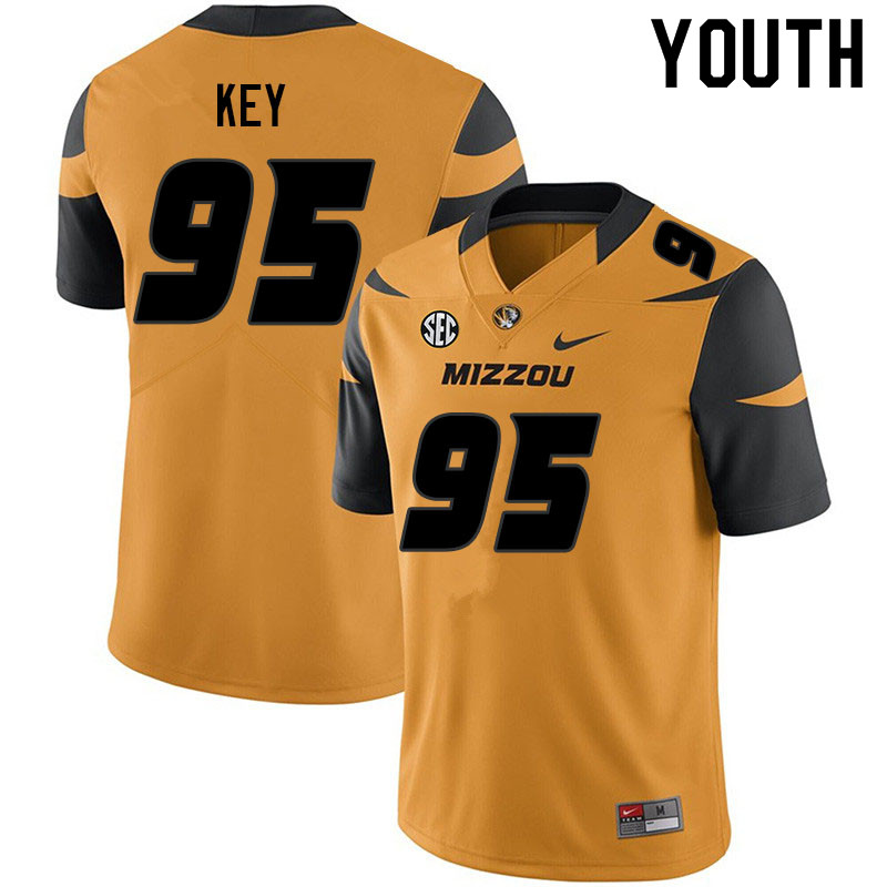 Youth #95 Ben Key Missouri Tigers College Football Jerseys Sale-Yellow